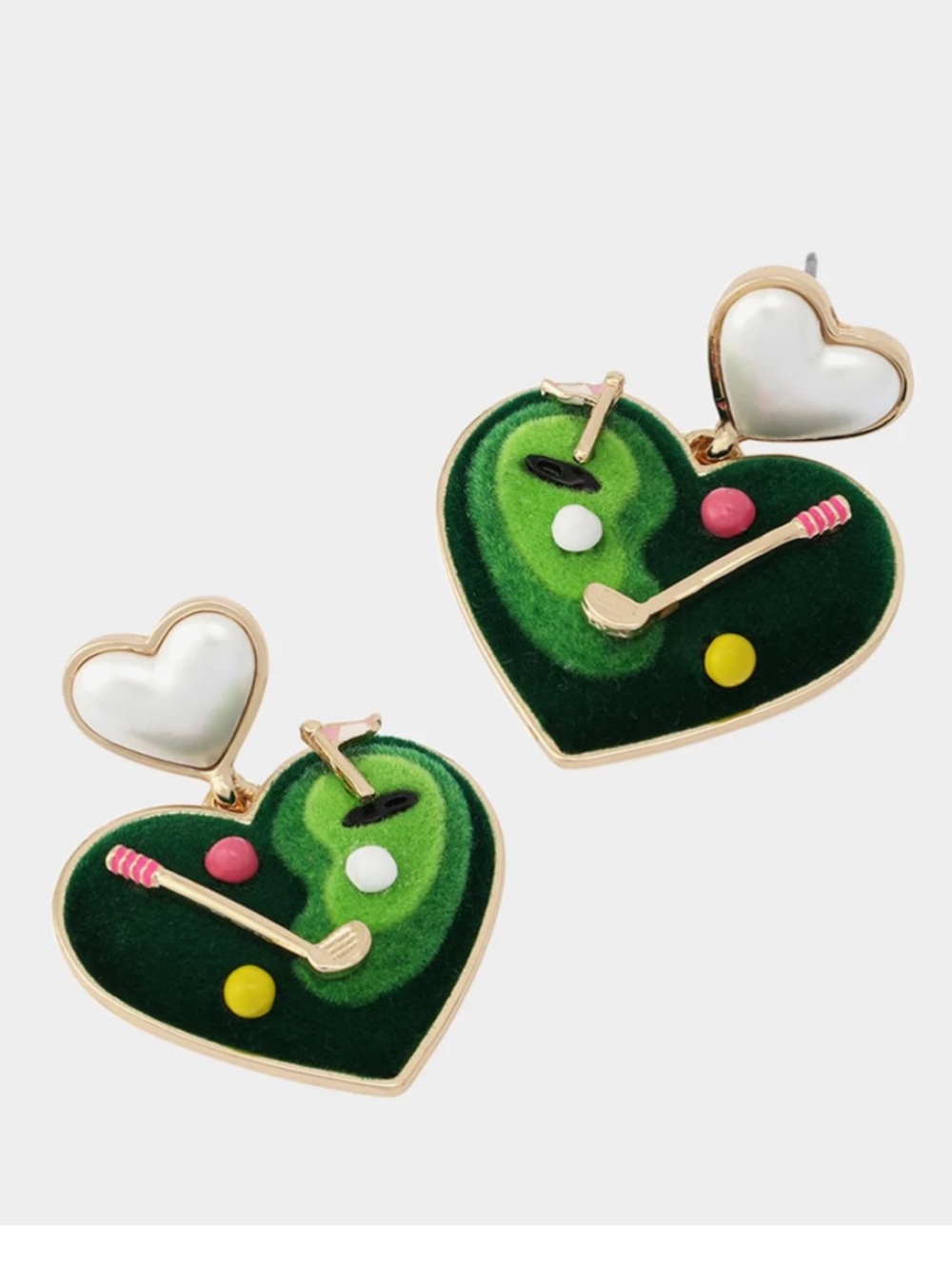 Betsey Johnson Heart Golf Double Drop Earrings New